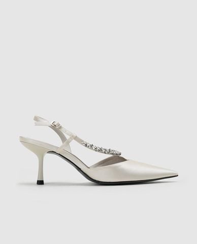  URBAN REVIVO - Giày sandals cao gót nữ mũi nhọn đính đá 