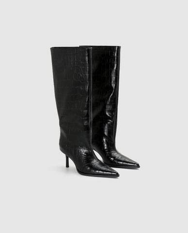  URBAN REVIVO - Boots cao gót nữ vân cá sấu 
