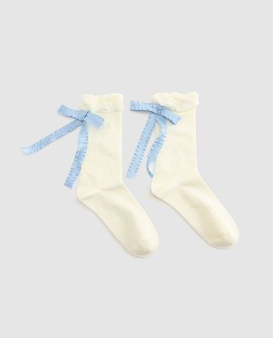  URBAN REVIVO - Vớ nữ cổ cao phối nơ 