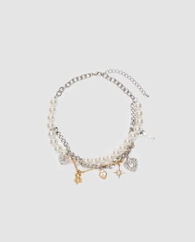  URBAN REVIVO - Vòng cổ nữ phối ngọc trai và charm 