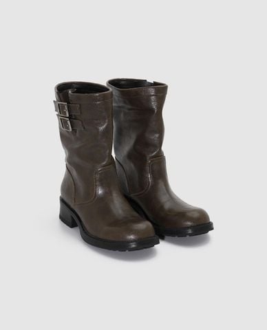  URBAN REVIVO - Giày boots nữ đế vừa cổ cao khóa đôi 