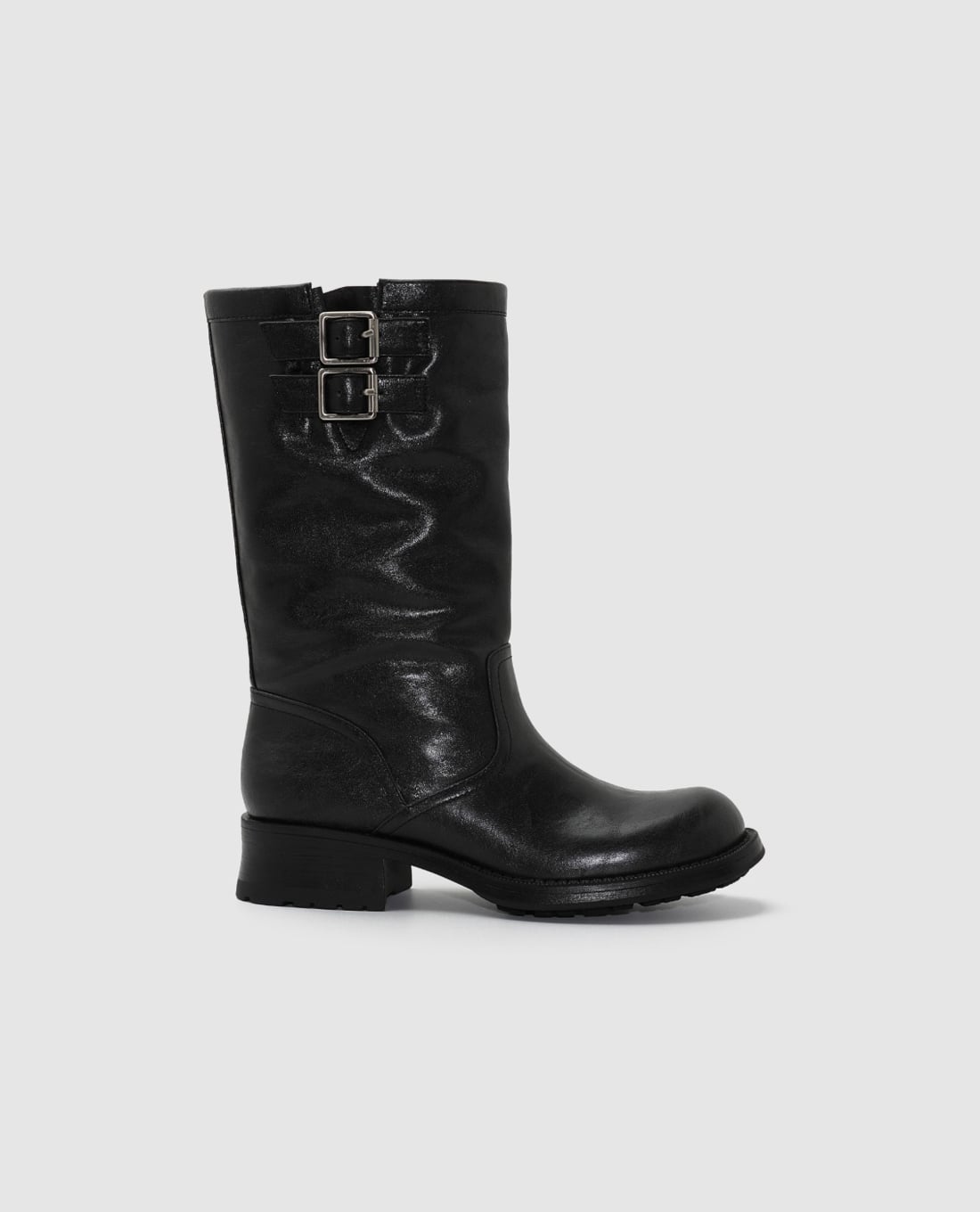 URBAN REVIVO - Giày boots nữ đế vừa cổ cao khóa đôi