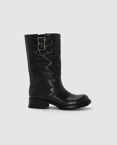  URBAN REVIVO - Giày boots nữ đế vừa cổ cao khóa đôi 