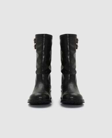  URBAN REVIVO - Giày boots nữ đế vừa cổ cao khóa đôi 