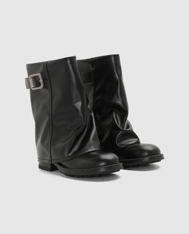  URBAN REVIVO - Giày boots nữ đế thấp phối khóa cài 