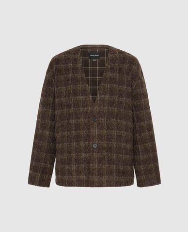  URBAN REVIVO - Áo khoác cardigan nam cổ V họa tiết kẻ ô 