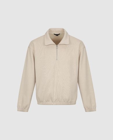  URBAN REVIVO - Áo sweatshirt nam cổ bẻ tay dài khóa kéo 