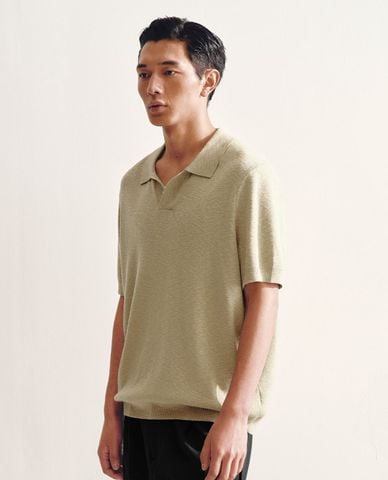  URBAN REVIVO - Áo polo nam dệt kim tay ngắn thời trang 