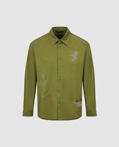  URBAN REVIVO - Áo sơ mi nam tay dài họa tiết nghệ thuật 