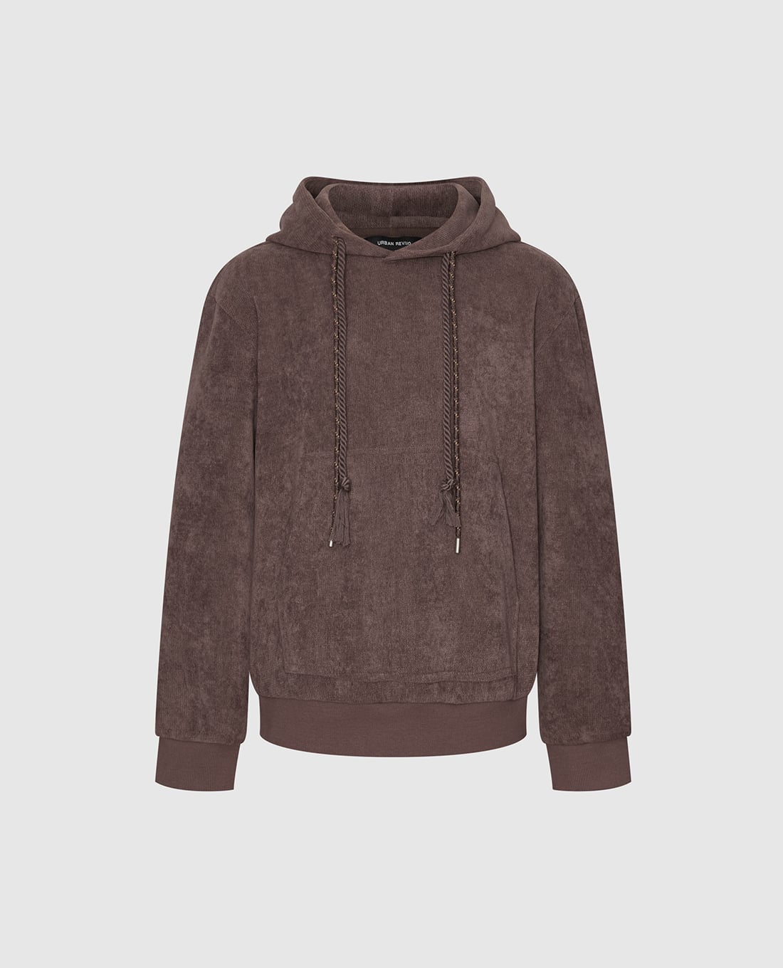 URBAN REVIVO - Áo hoodie nam tay dài phối dây rút