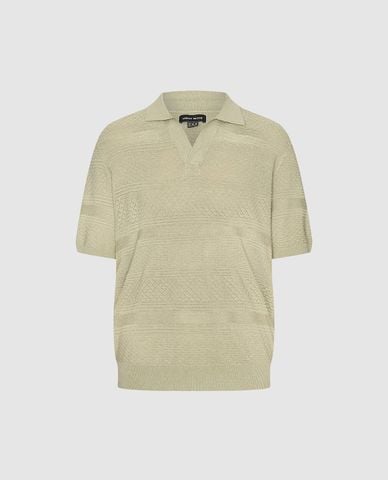  URBAN REVIVO - Áo polo nam dệt kim tay ngắn bo gấu 