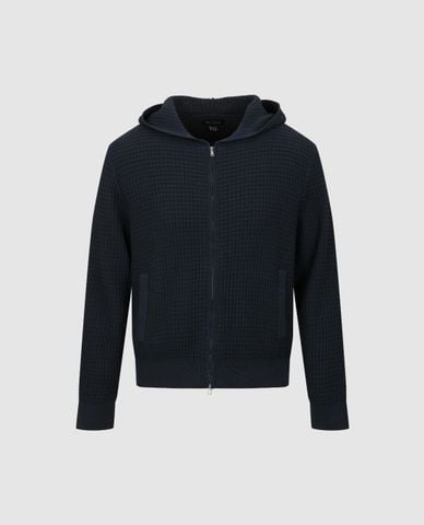  URBAN REVIVO - Áo khoác dệt kim nam tay dài phối mũ 