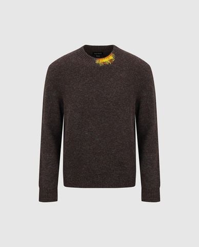  URBAN REVIVO - Áo sweater nam tay dài thêu chỉ tương phản 