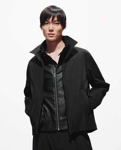  URBAN REVIVO - Áo khoác thể thao nam cổ cao khóa kéo 