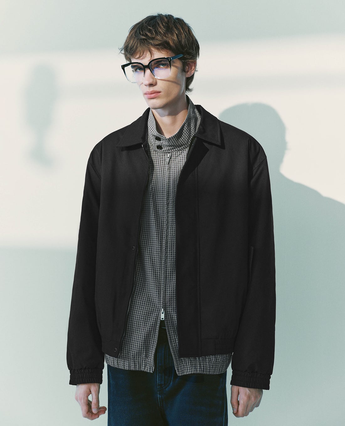 URBAN REVIVO - Áo khoác bomber nam cổ bẻ tay dài