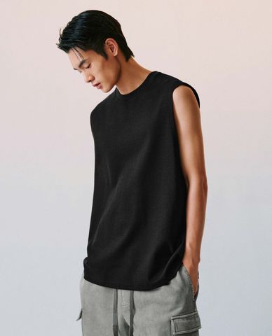  URBAN REVIVO - Áo sát nách nam cổ tròn tối giản 