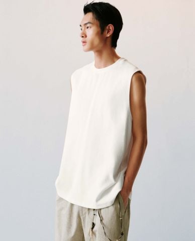  URBAN REVIVO - Áo sát nách nam cổ tròn tối giản 