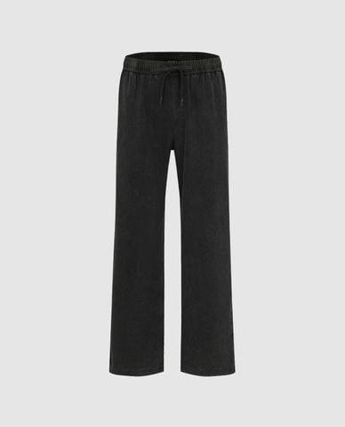  URBAN REVIVO - Quần jeans nam ống đứng lưng thun 