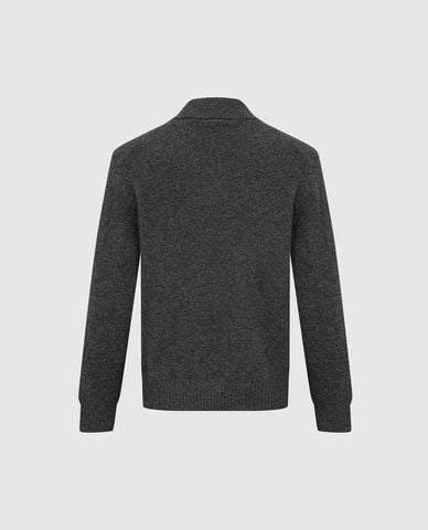  URBAN REVIVO - Áo dệt kim nam cổ bẻ tay dài bo gân 