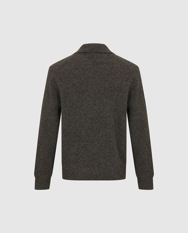  URBAN REVIVO - Áo dệt kim nam cổ bẻ tay dài bo gân 