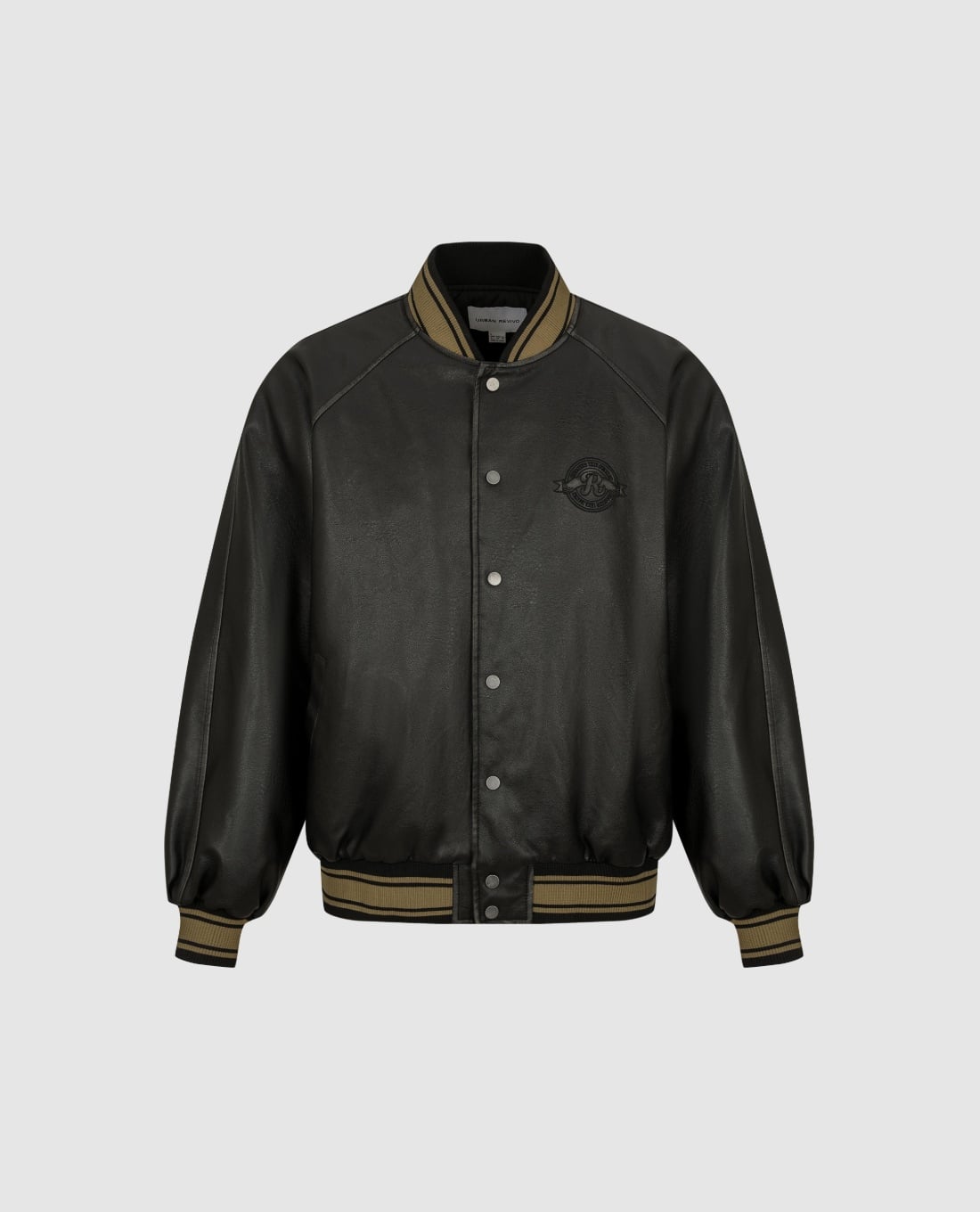 URBAN REVIVO - Áo khoác bomber nam bo sọc nút bấm