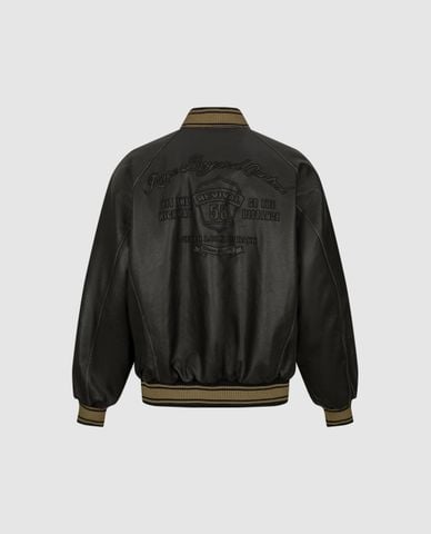  URBAN REVIVO - Áo khoác bomber nam bo sọc nút bấm 
