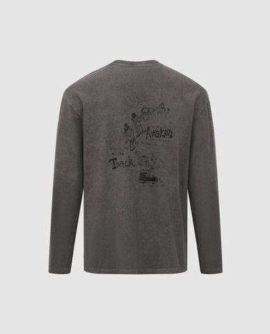  URBAN REVIVO - Áo thun nam cổ tròn tay dài in chữ 