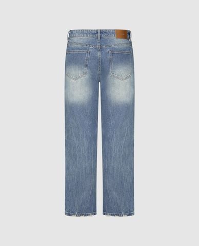  URBAN REVIVO - Quần jeans nam ống rộng rách gấu 