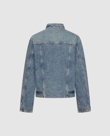  URBAN REVIVO - Áo khoác denim nam tay dài phối đai 