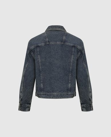  URBAN REVIVO - Áo khoác denim nam tay dài wash bạc 
