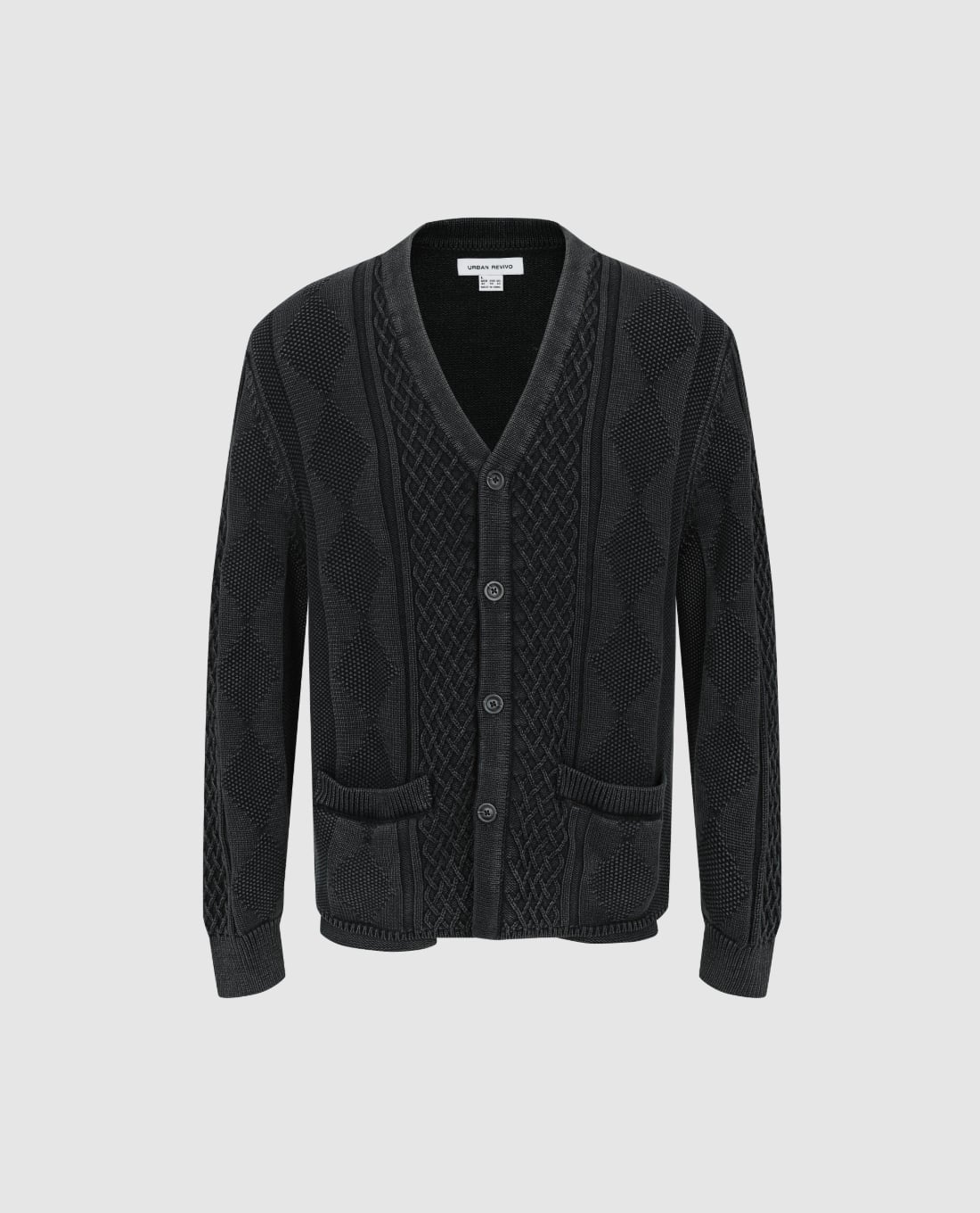 URBAN REVIVO - Áo khoác cardigan nam cổ V dệt họa tiết