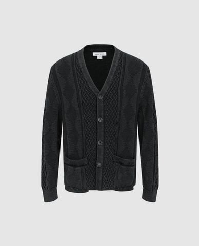  URBAN REVIVO - Áo khoác cardigan nam cổ V dệt họa tiết 