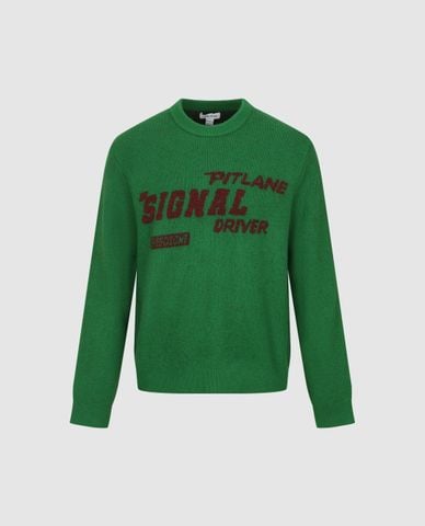  URBAN REVIVO - Áo sweater nam cổ tròn tay dài thêu chữ 