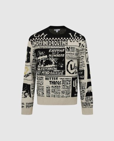  URBAN REVIVO - Áo sweater nam tay dài họa tiết typography 