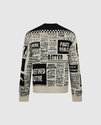  URBAN REVIVO - Áo sweater nam tay dài họa tiết typography 