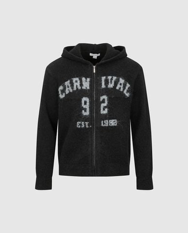  URBAN REVIVO - Áo khoác cardigan nam phối mũ dệt chữ 