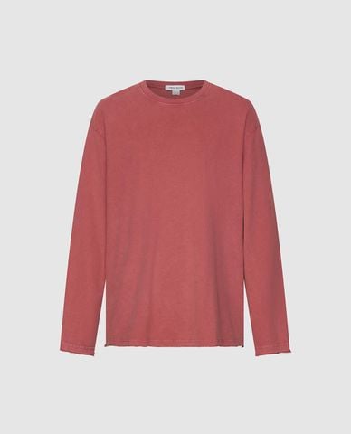  URBAN REVIVO - Áo thun nam cổ tròn tay dài wash bạc 