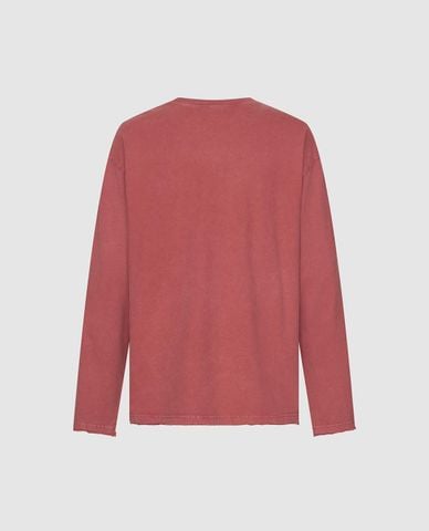  URBAN REVIVO - Áo thun nam cổ tròn tay dài wash bạc 