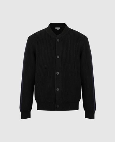  URBAN REVIVO - Áo khoác cardigan nam tay dài phối sọc 