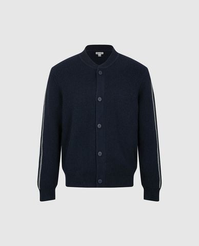  URBAN REVIVO - Áo khoác cardigan nam tay dài phối sọc 