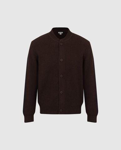  URBAN REVIVO - Áo khoác cardigan nam tay dài phối sọc 