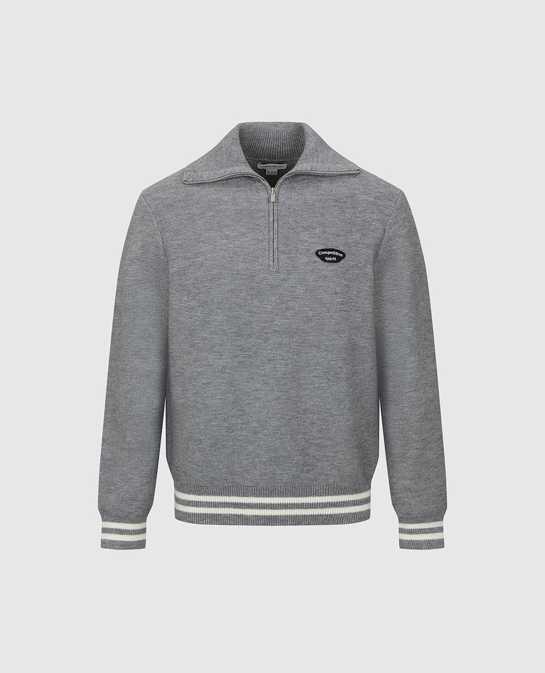 URBAN REVIVO - Áo dệt kim nam cổ polo khóa kéo phối viền
