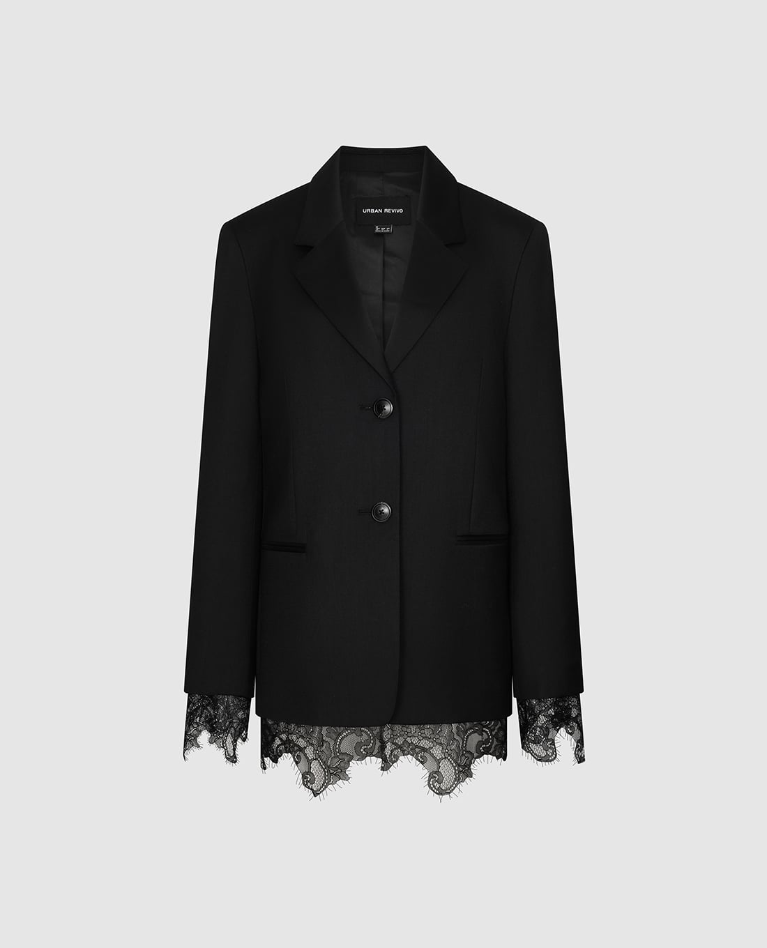 URBAN REVIVO - Áo khoác blazer nữ cổ V phối ren