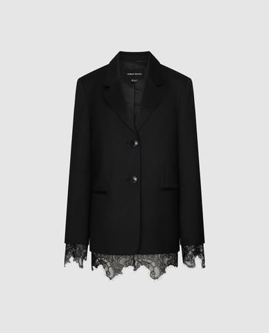  URBAN REVIVO - Áo khoác blazer nữ cổ V phối ren 