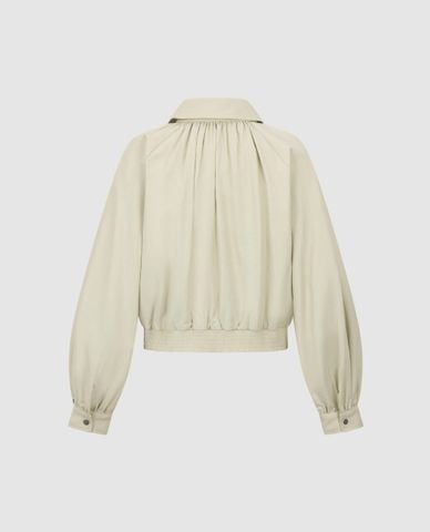  URBAN REVIVO - Áo khoác bomber nữ cổ bẻ khoá kéo 