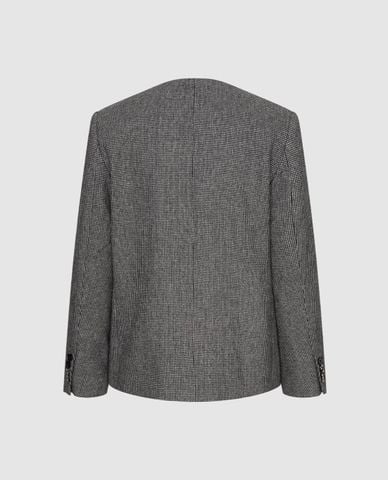  URBAN REVIVO - Áo khoác nữ một hàng nút tay dài kẻ caro 