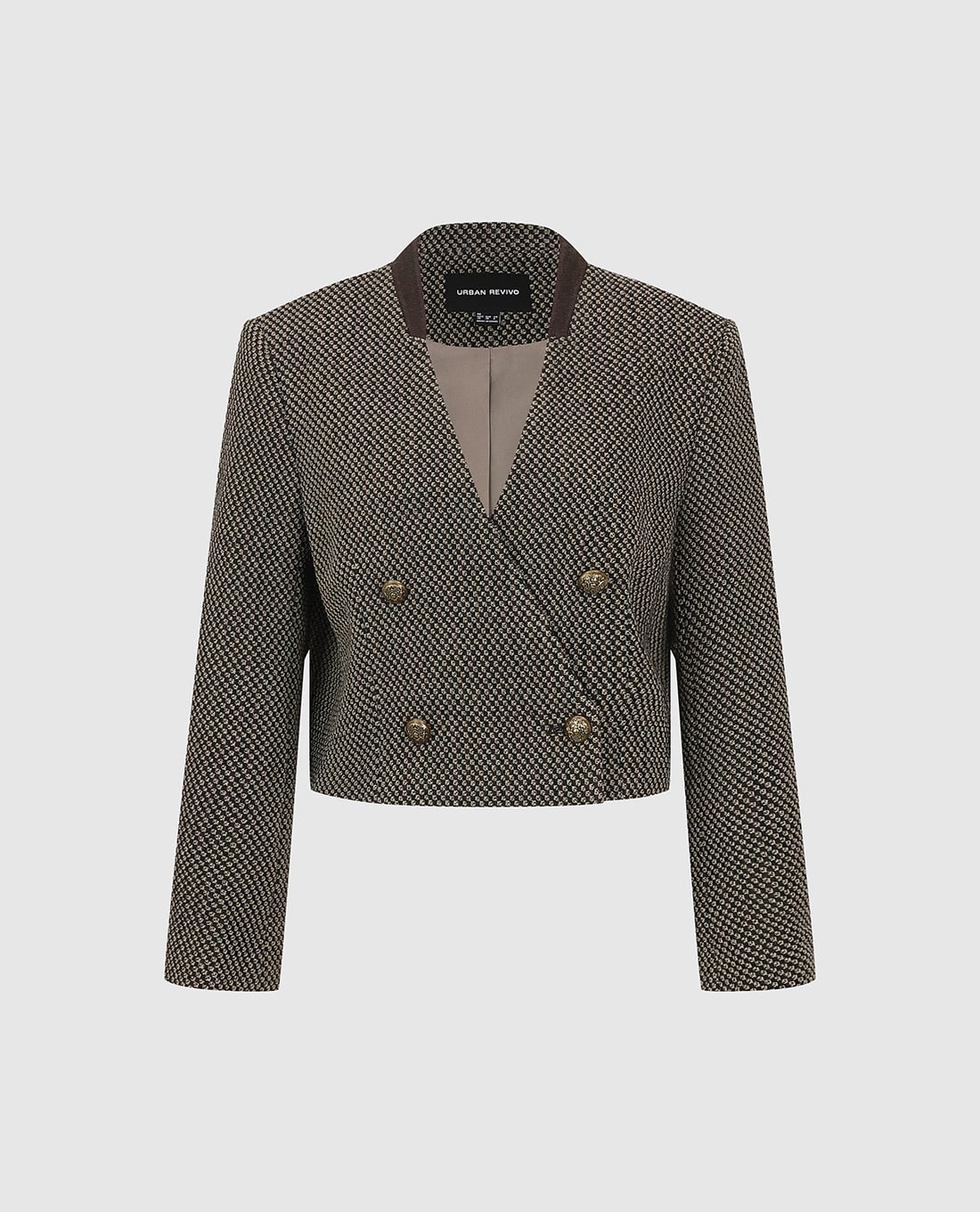 URBAN REVIVO - Áo khoác blazer nữ phối nút phom croptop