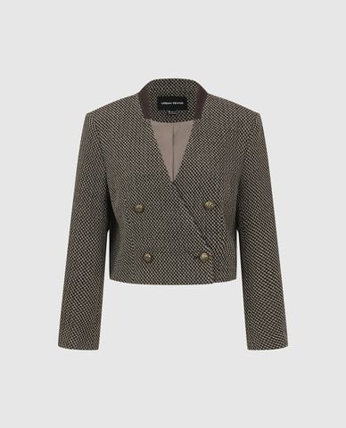  URBAN REVIVO - Áo khoác blazer nữ phối nút phom croptop 
