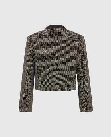  URBAN REVIVO - Áo khoác blazer nữ phối nút phom croptop 