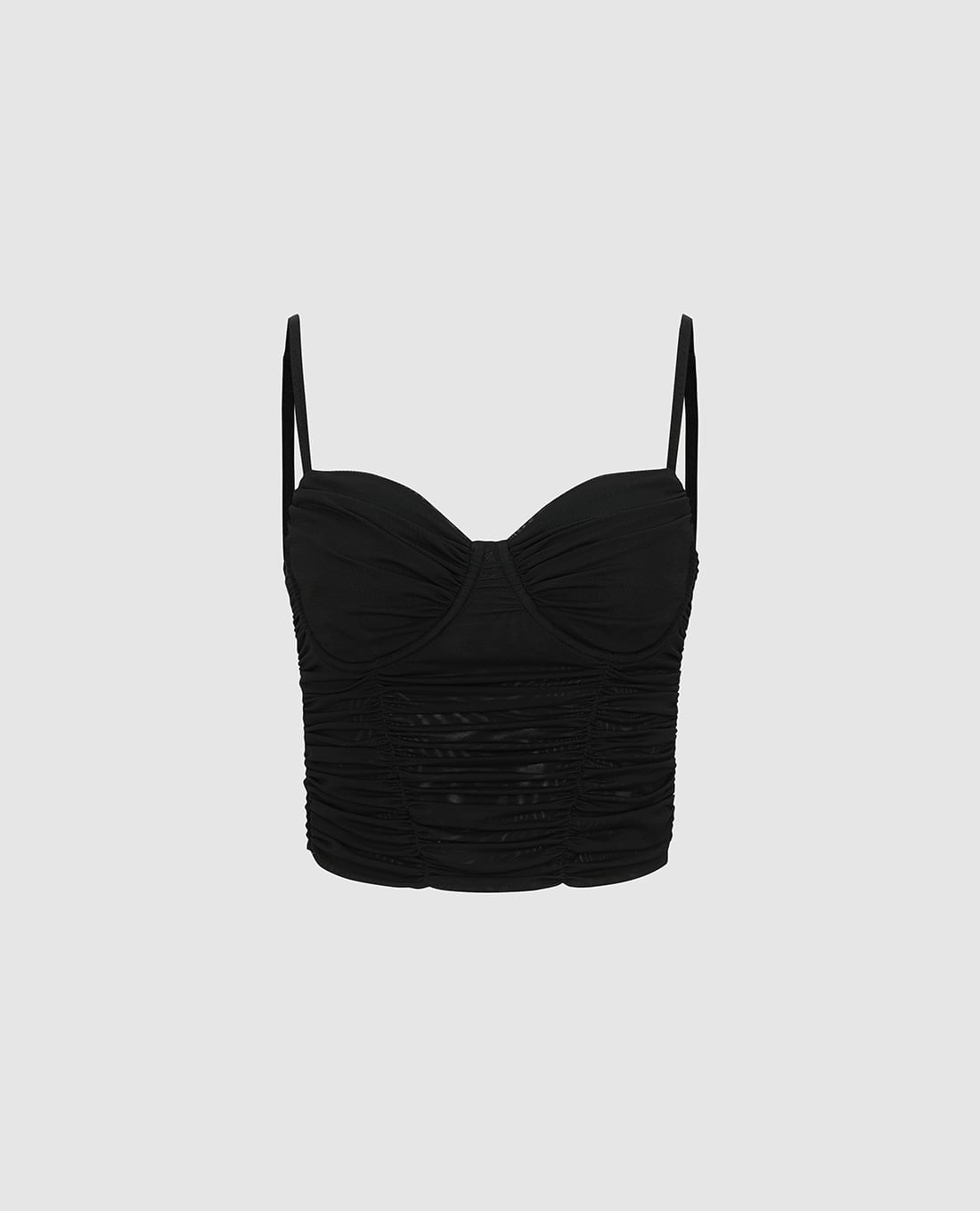 URBAN REVIVO - Áo hai dây nữ xếp nếp phom croptop